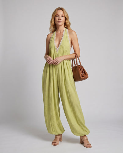 Damen Lässiges Maxikleid mit tiefem V-Ausschnitt und Spitzendetails EB