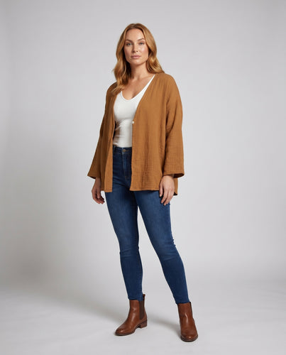 Damen lockerer Strickcardigan mit Knopf und weitem Schnitt EB