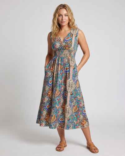 Damen Maxikleid mit floralem Design und fließendem Schnitt EB
