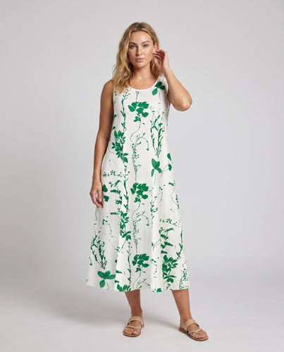 Damen Maxikleid mit floralem Muster und seitlichen Taschen EB