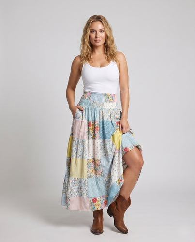 Damen Maxirock im Patchwork-Stil EB