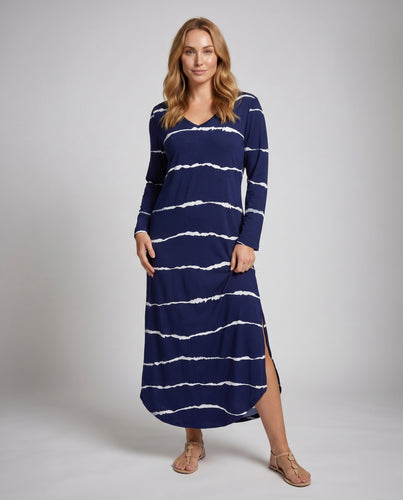 Damen Midikleid mit Streifenmuster EB