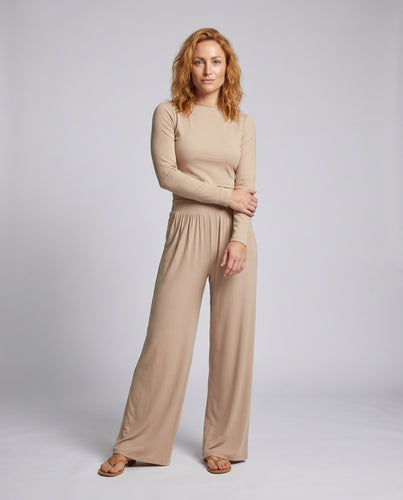 Damen modischer Jumpsuit mit weitem Bein und bequemen Taschen EB