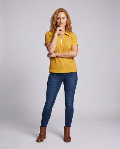 Damen Poloshirt mit raffinierter Reißverschluss-Details EB