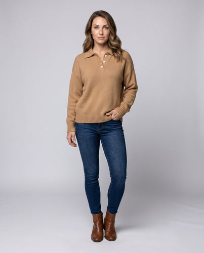 Damen Softes Poloshirt mit Knopfleiste und lässigem Schnitt EB