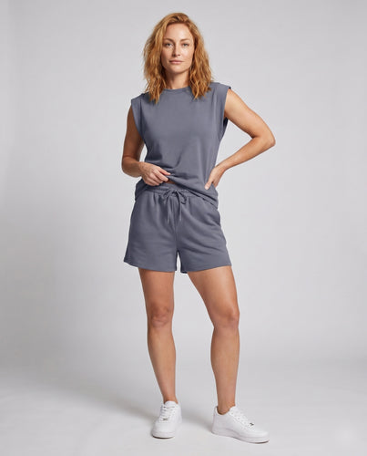 Damen Bequemes Sport-Set mit ärmellosem Oberteil und Shorts EB