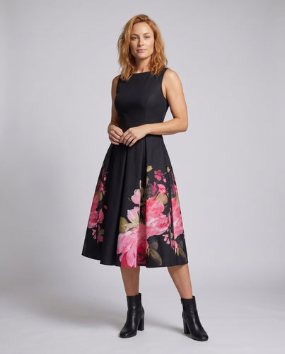 Damen Blumengemusterte A-Linien Kleid EB