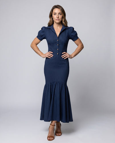Damen Elegantes Maxikleid mit tailliertem Schnitt und Volant von EB