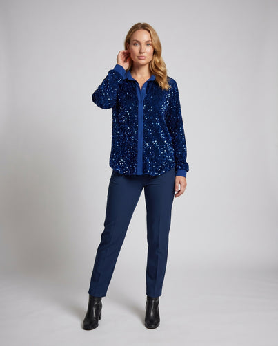 Damen Glitzernde Oversized Bluse EB