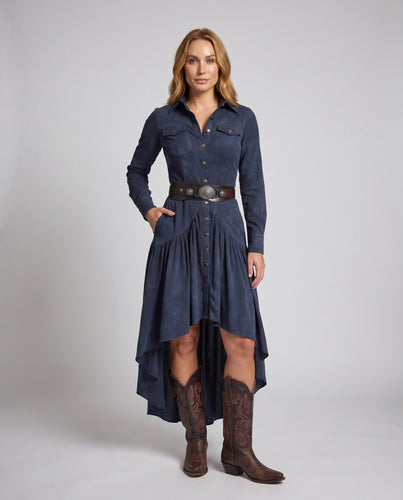 Damen Hemdkleid mit seitlichem Schößchen und Brusttaschen EB