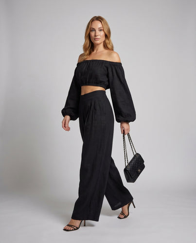 Damen Luftiges Crop-Top mit weitem Hosen-Set EB