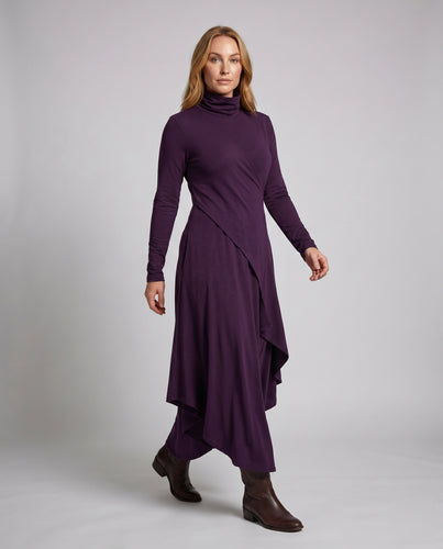 Damen Maxi-Kleid mit elegantem Wickel-Design und festlichem Kragen EB