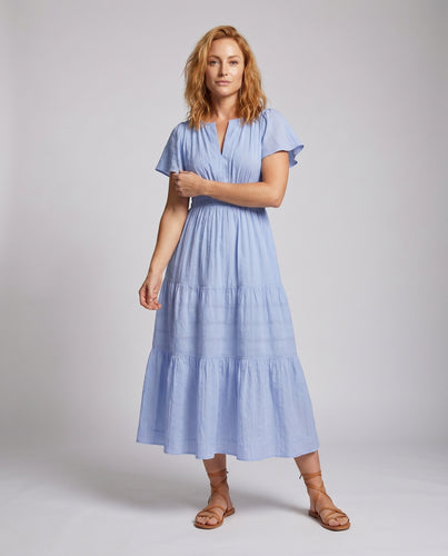 Damen Maxikleid mit fließendem Schnitt und Taschen EB