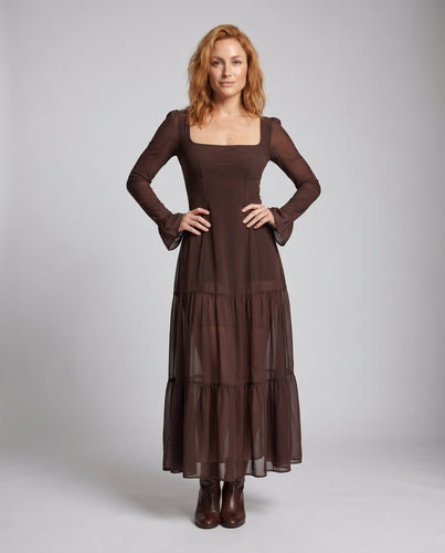 Damen Maxikleid mit raffiniertem Quadrat-Ausschnitt von EB
