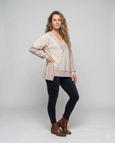 Damen Oversize Pullover mit offener Schulter und strukturiertem Design EB