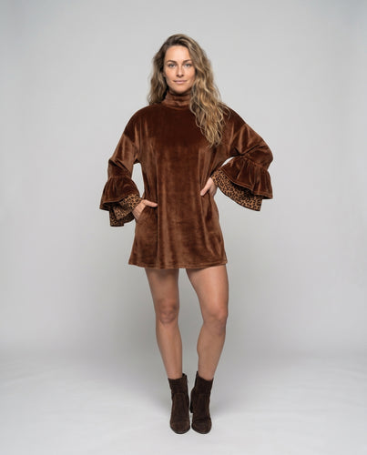 Damen Oversize-Tunika mit elegantem Stehkragen und voluminösen Ärmel EB