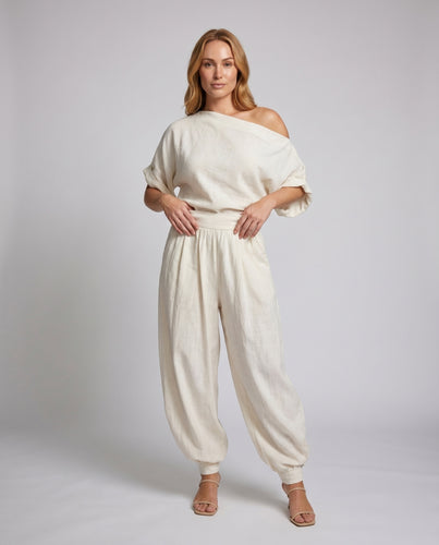 Damen Stylische lässige Jumpsuit mit asymmetrischem Schnitt und elastischem Bund EB