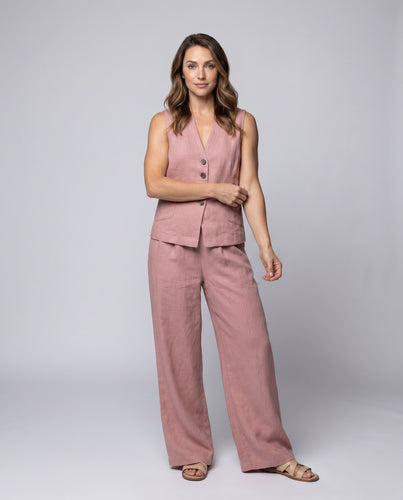Damen Zweiteiliges Nonchalant-Set mit ärmellosem Blazer und weiter Hose EB