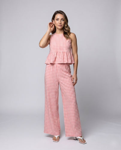 Damen Zweiteiliges Set mit peplum Top und weit geschnittenen Hose EB