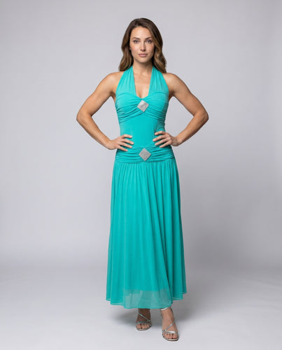Damen Abendkleid mit elegantem V-Ausschnitt und verführerischer Raffung