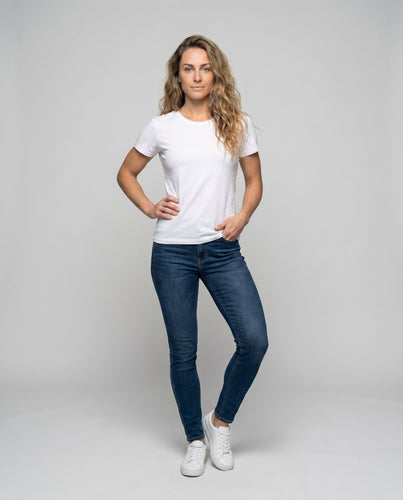 Damen Basic T-Shirt mit Rundhalsausschnitt