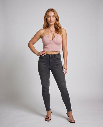 Damen Crop Top mit verspieltem Raffungseffekt