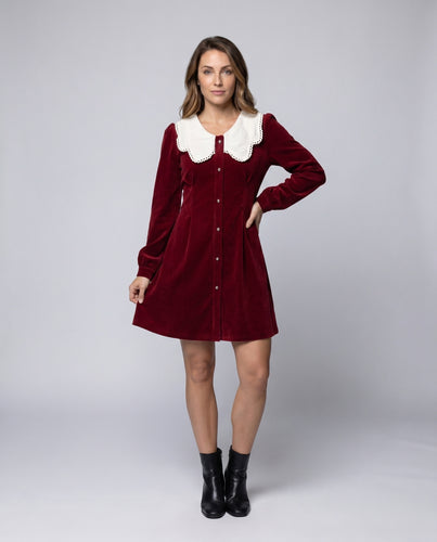 Damen elegante Tunika mit Spitzenkragen