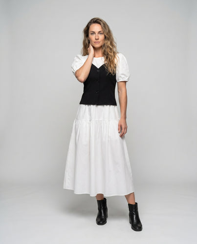 Damen Elegantes Bustier-Top mit Puffärmeln und Knopfverschluss