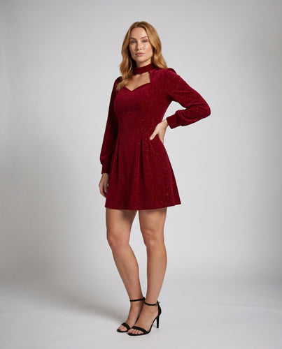 Damen Elegantes Kleid mit herzförmigem Ausschnitt und Volantärmeln