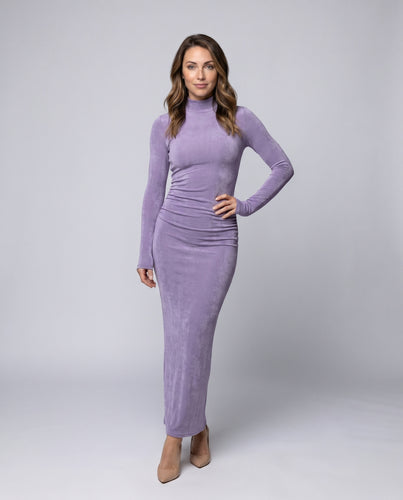 Damen Elegantes Langarmkleid aus weichem Velours