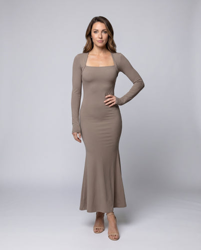 Damen Elegantes Langarmkleid mit figurformendem Schnitt
