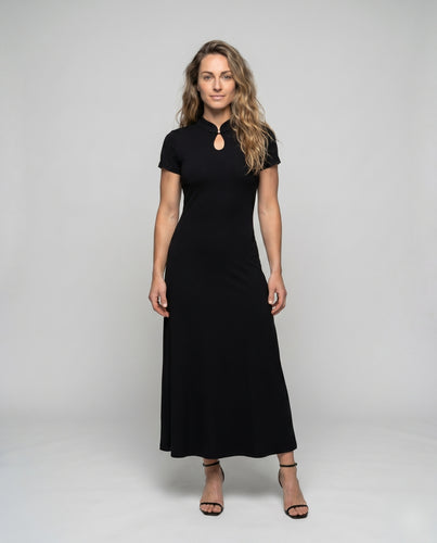 Damen Elegantes Maxi-Kleid mit schickem Schlüssel-Ausschnitt und figurformendem Design