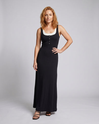 Damen Elegantes Maxikleid mit Knopfleiste und figurbetontem Schnitt