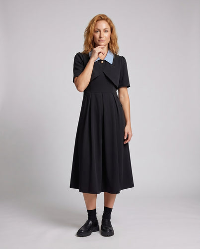Damen Elegantes Maxikleid mit modischem Stehkragen und halbärmeligem Design