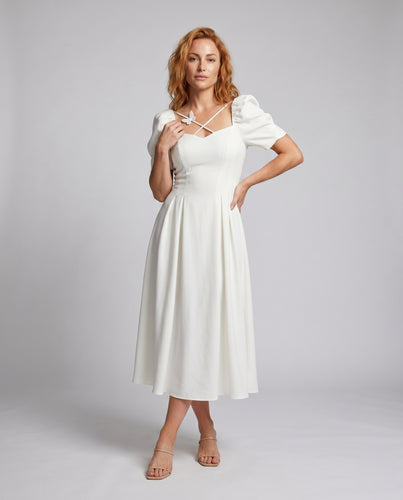Damen Elegantes Maxikleid mit Puffärmeln und femininer Silhouette