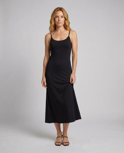 Damen elegantes Spaghettiträger-Maxikleid mit fließendem Schnitt