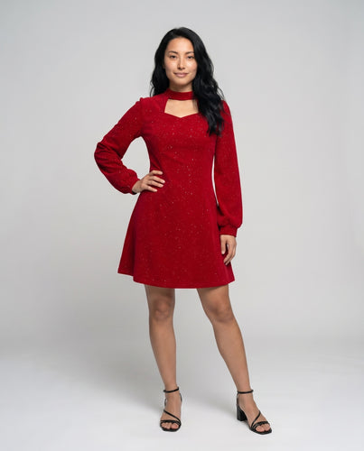 Damen festliches Minikleid mit schickem V-Ausschnitt und Rüschendetails