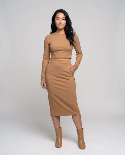 Damen Figurbetonendes Kleidungsset mit langem Arm und elastischem Bund