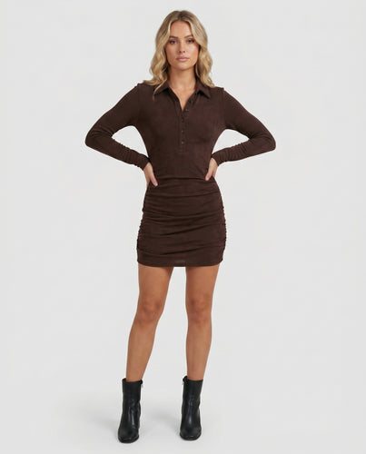 Damen figurbetontes Hemdkleid mit modischen Knopfdetails