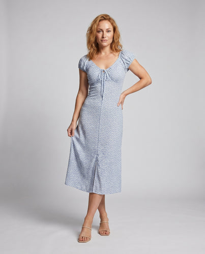 Damen Figurbetontes Kleid mit Puffärmeln und floralem Design