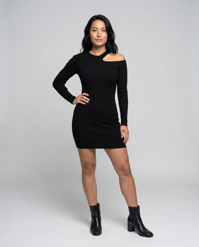 Damen figurbetontes Oberteilkleid mit asymmetrischem Ausschnitt