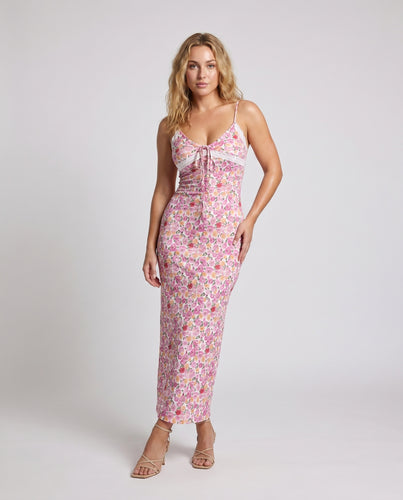 Damen Figurbetontes Sommerkleid mit Blumenmuster und Raffung