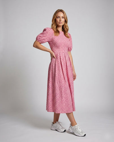 Damen fließendes Maxikleid mit Rüschendetails und floralem Muster