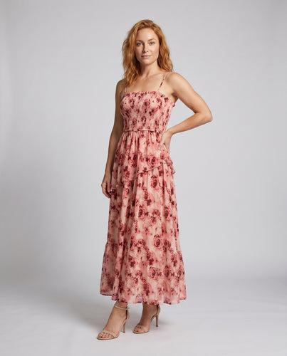 Damen Florales Maxikleid mit Raffung und Schößchen