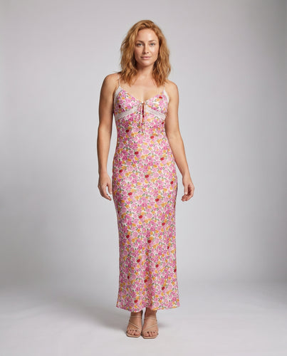 Damen Florales Maxikleid mit verspielt verstellbaren Spaghetti-Trägern