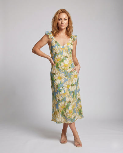 Damen florales Wickelkleid mit gerafften Ärmeln