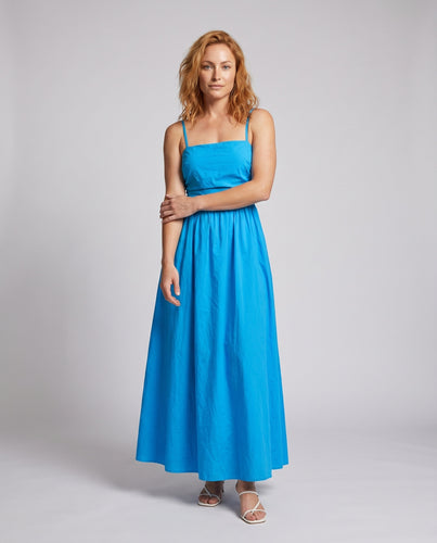 Damen Freizeit Maxikleid mit feinen Spaghettiträgern und eleganter Raffung