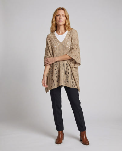 Damen Großer gehäkelter Poncho