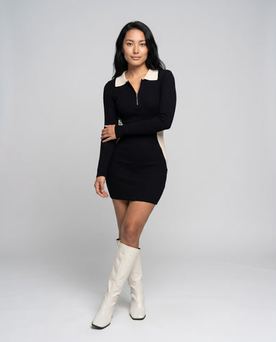Damen Kleid mit modischem Kragen und eleganter Passform