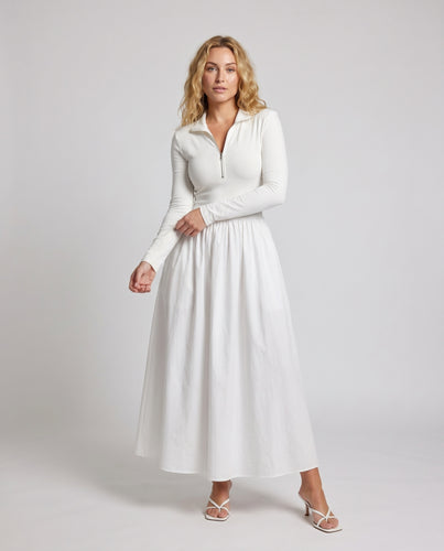 Damen Kleid mit Stehkragen und weitem Rock
